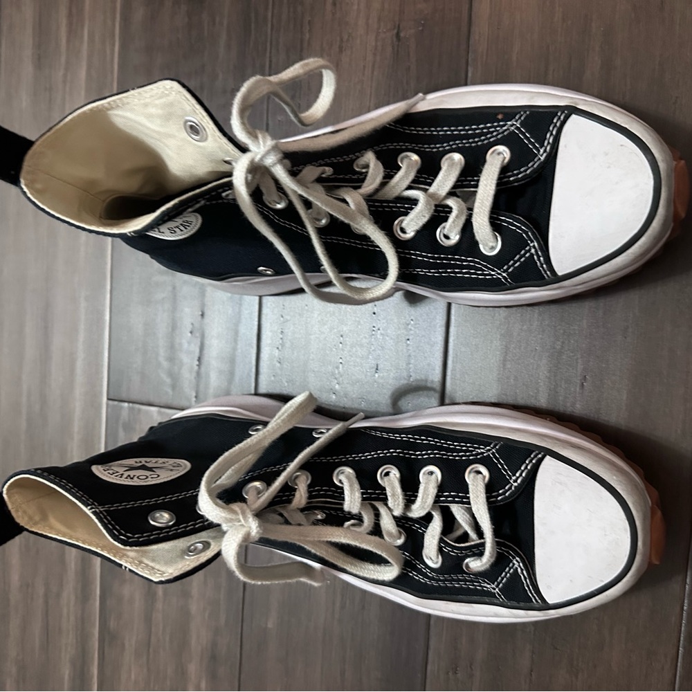 Converse Black and White Platform Sneakers - Picture 2 of 6